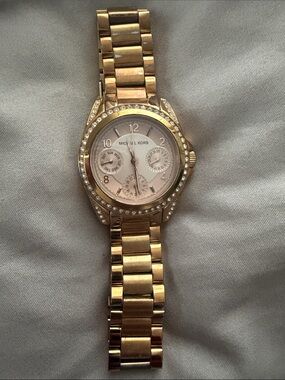 Michael Kors Rose Gold Crystal-Trim Bracelet Watch